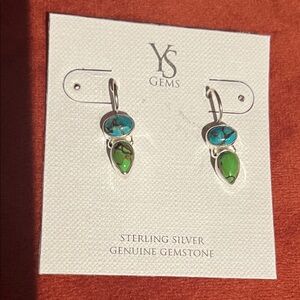Sterling Silver Earrings with Blue and Green Gemstones